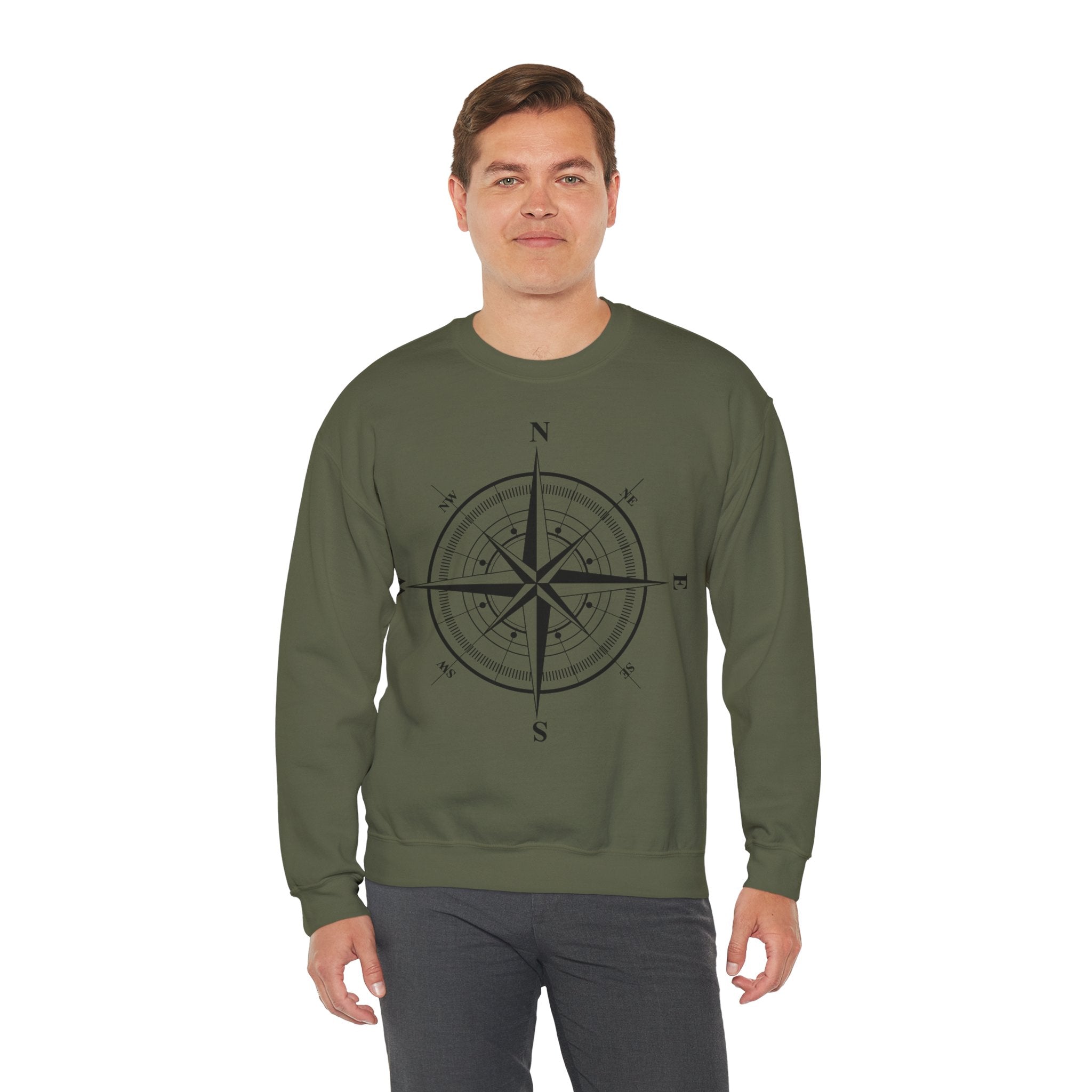 Kompass-Rose Sweatshirt – Nautik Crewneck für Reisende & Entdecker Ansicht 44 – Sweatshirt – ESTID