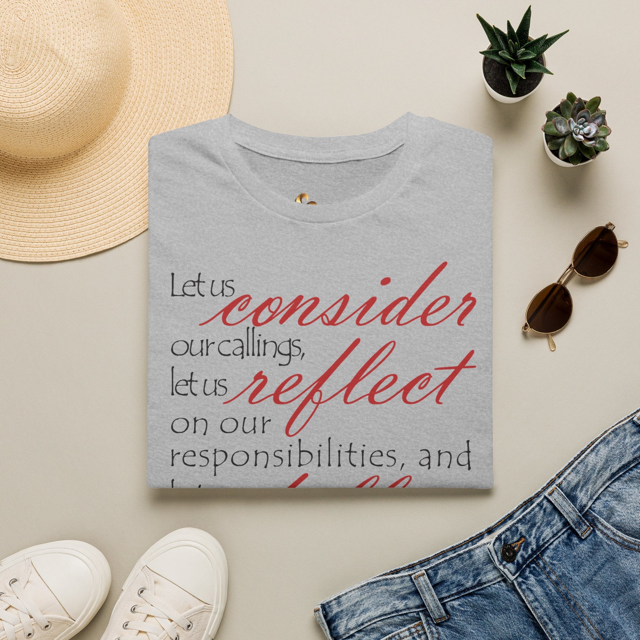 T-Shirt — „Lasst uns bedenken, lasst uns reflektieren“ Inspirierendes christliches Scripture-Shirt Ansicht 6 – T-Shirt – ESTID
