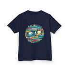Kinder-T-Shirt "Urlaub" Wortwolke – Buntes Reise-Shirt für Kinder
