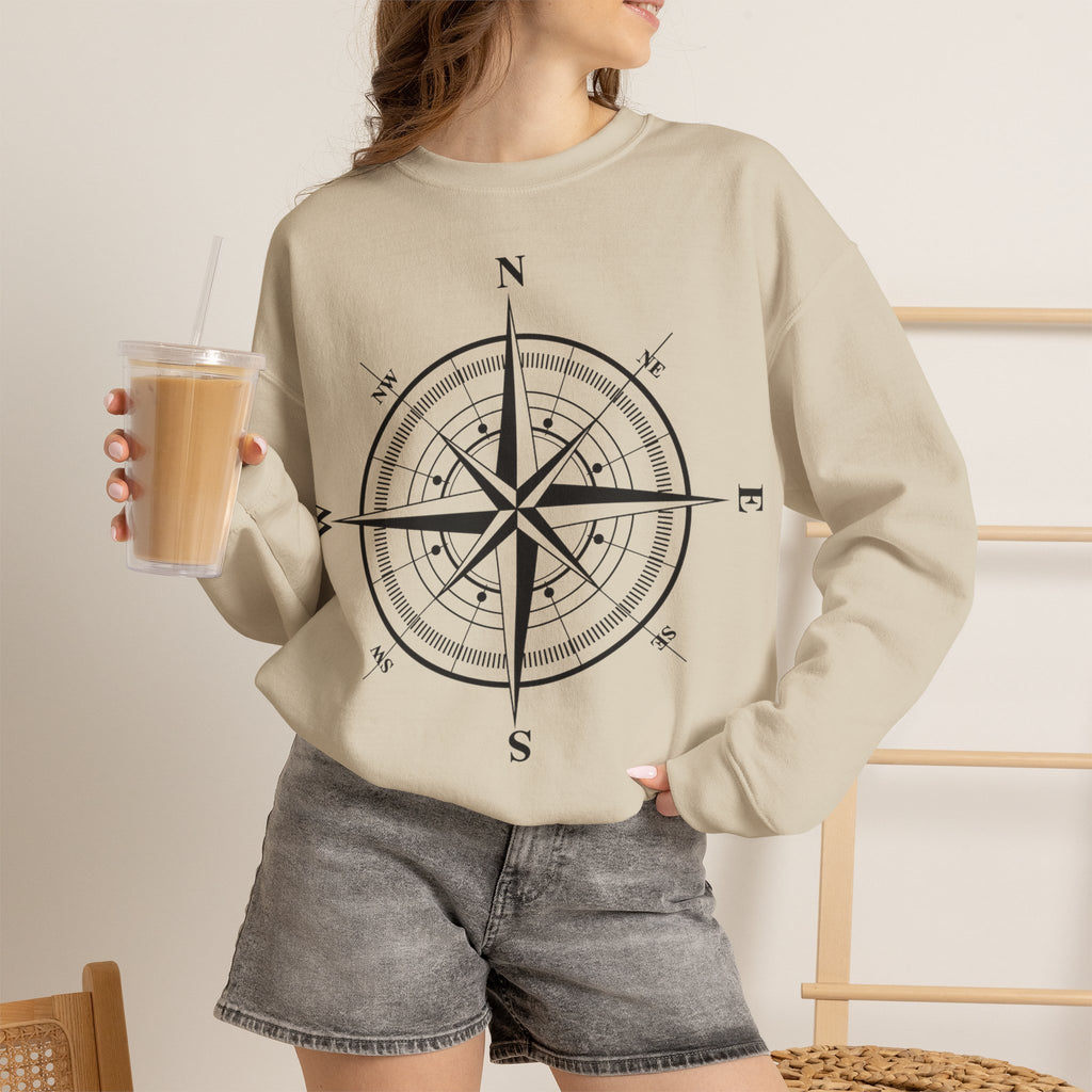 Kompass-Rose Sweatshirt – Nautik Crewneck für Reisende & Entdecker Ansicht 12 – Sweatshirt – ESTID
