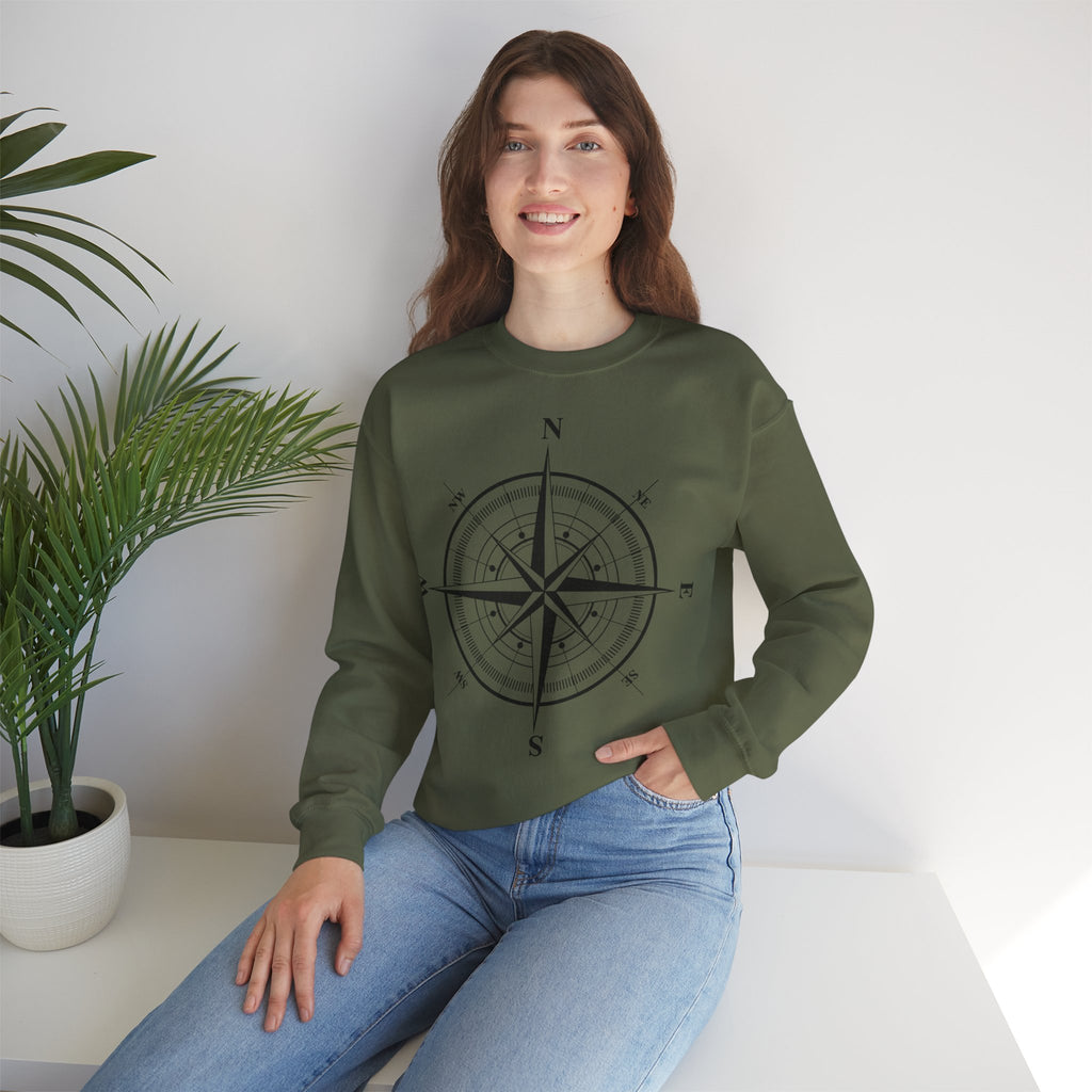 Kompass-Rose Sweatshirt – Nautik Crewneck für Reisende & Entdecker Ansicht 43 – Sweatshirt – ESTID