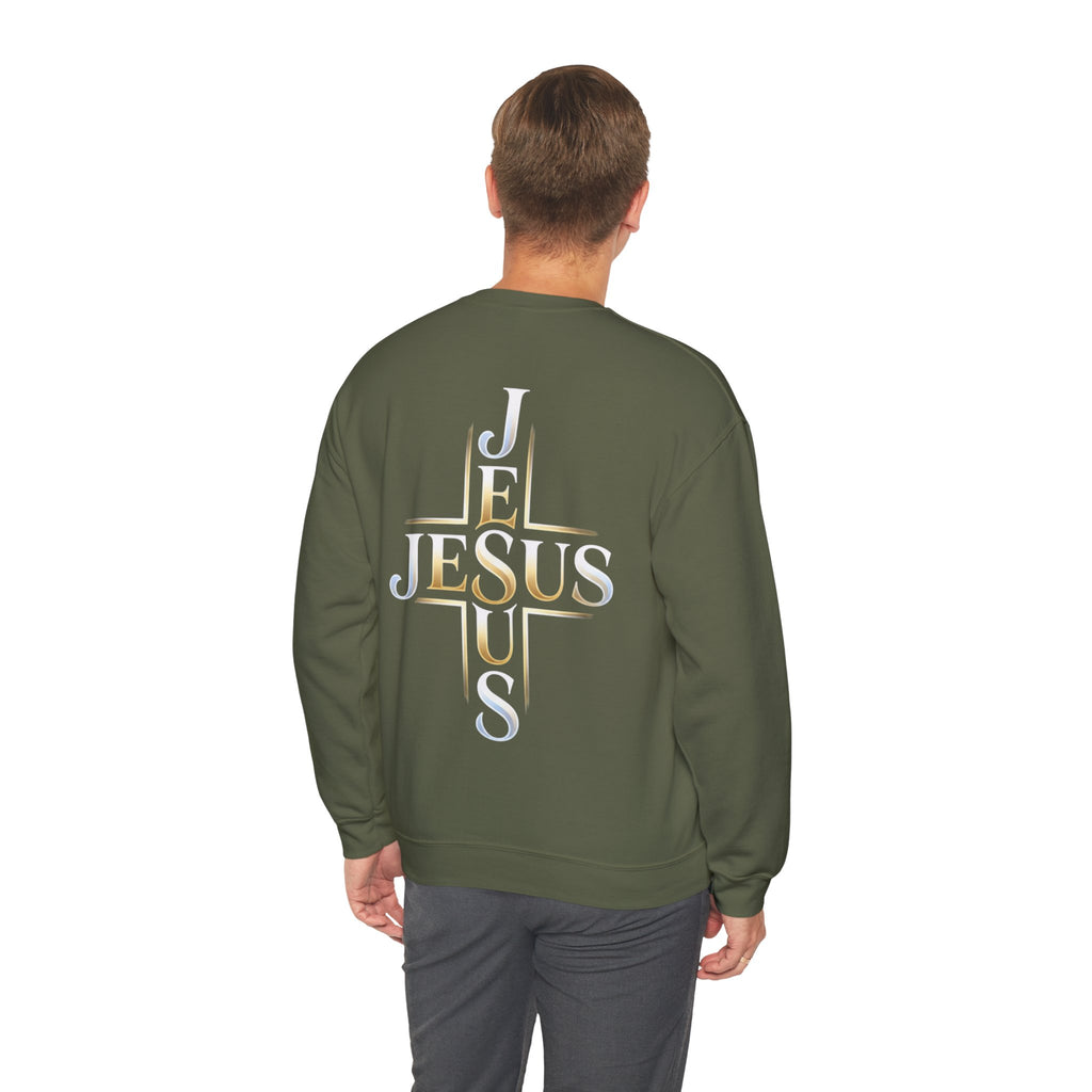 Faith Over Fear Crewneck Sweatshirt – Christliches Kreuz & Jesus Pullover