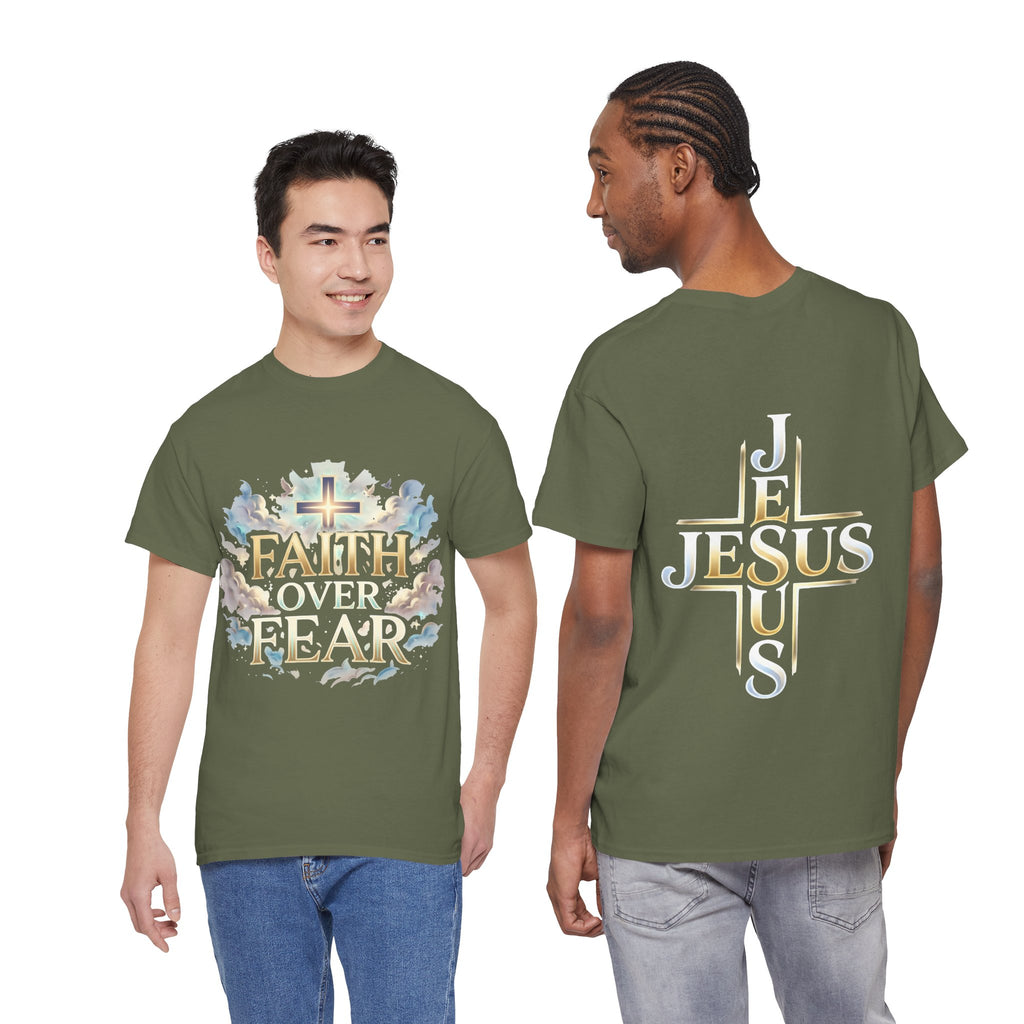 Faith Over Fear T-Shirt – „Glaube statt Angst“ Christian Cross Tee