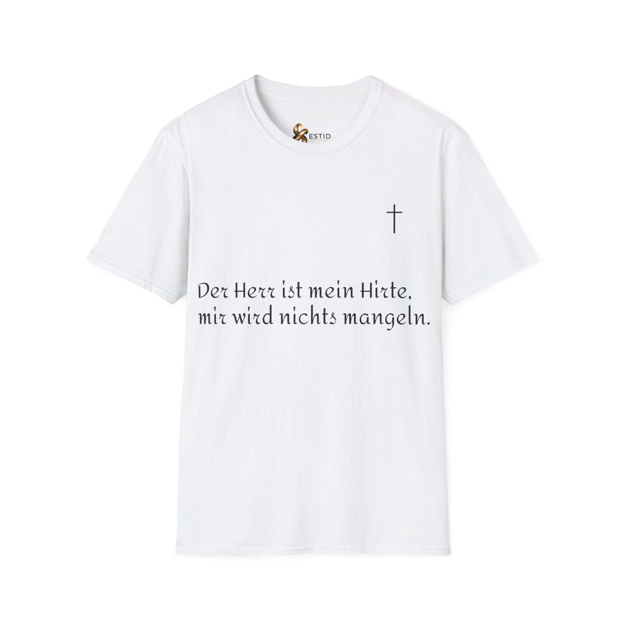 Minimalistisches Unisex Softstyle T-Shirt mit Psalm 23 ESTID Ansicht 8 – T-Shirt – ESTID