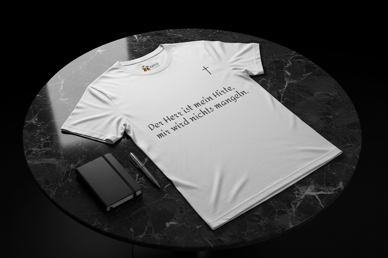 Minimalistisches Unisex Softstyle T-Shirt mit Psalm 23 ESTID Ansicht 3 – T-Shirt – ESTID