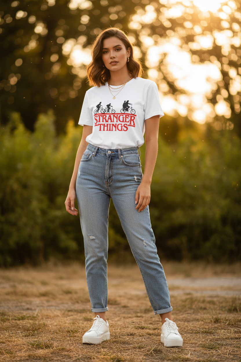 ESTID Unisex Shirt | Stranger Things Retro-Print Detailansicht – T-Shirt – ESTID
