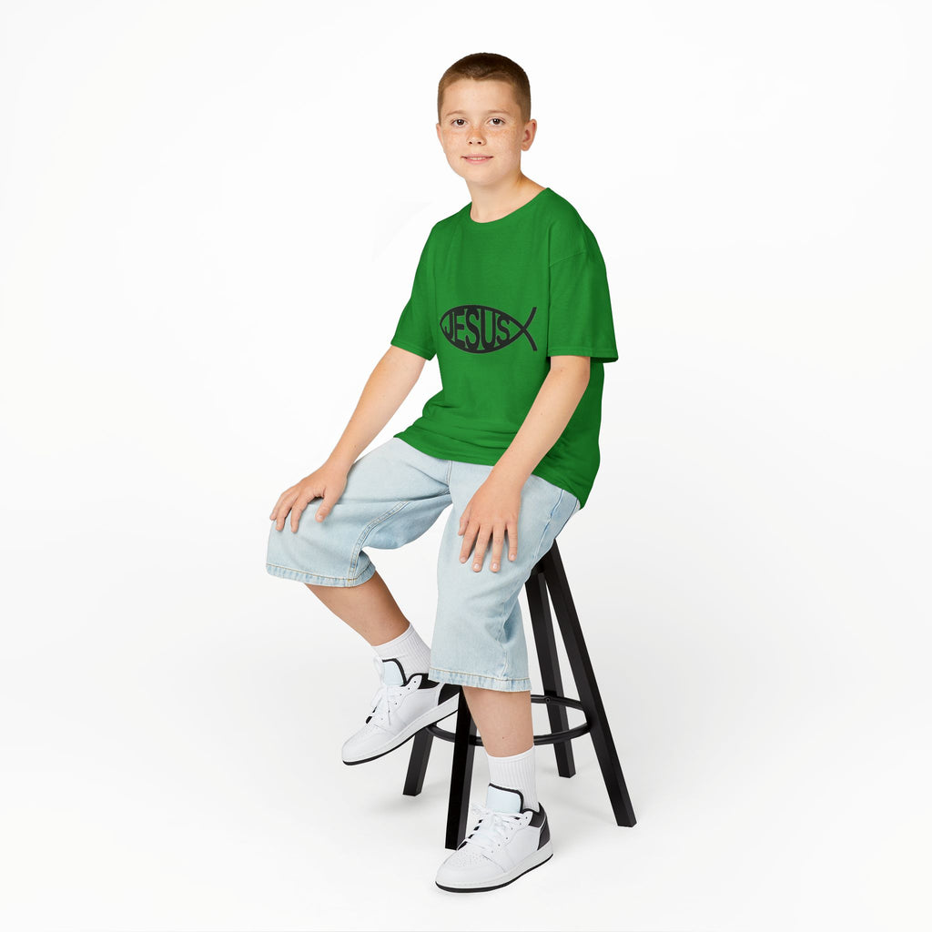 Kinder T-Shirt „JESUS“ Ichthys Fisch – Christliches Shirt für Kinder