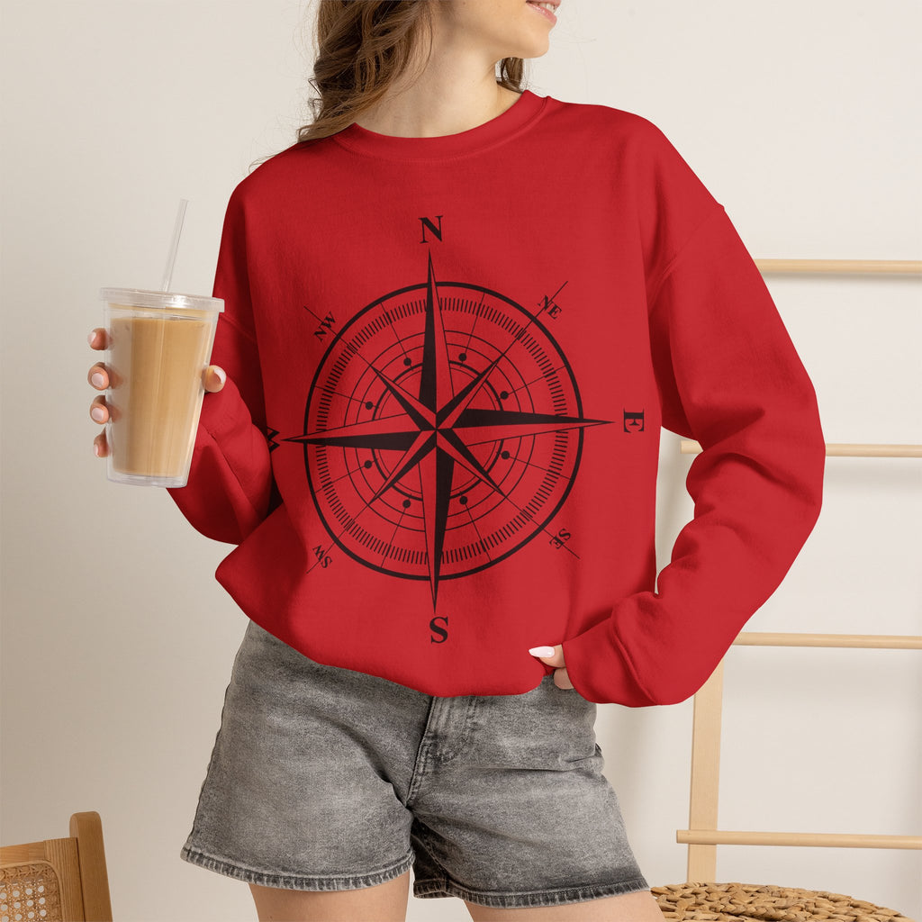 Kompass-Rose Sweatshirt – Nautik Crewneck für Reisende & Entdecker Ansicht 18 – Sweatshirt – ESTID