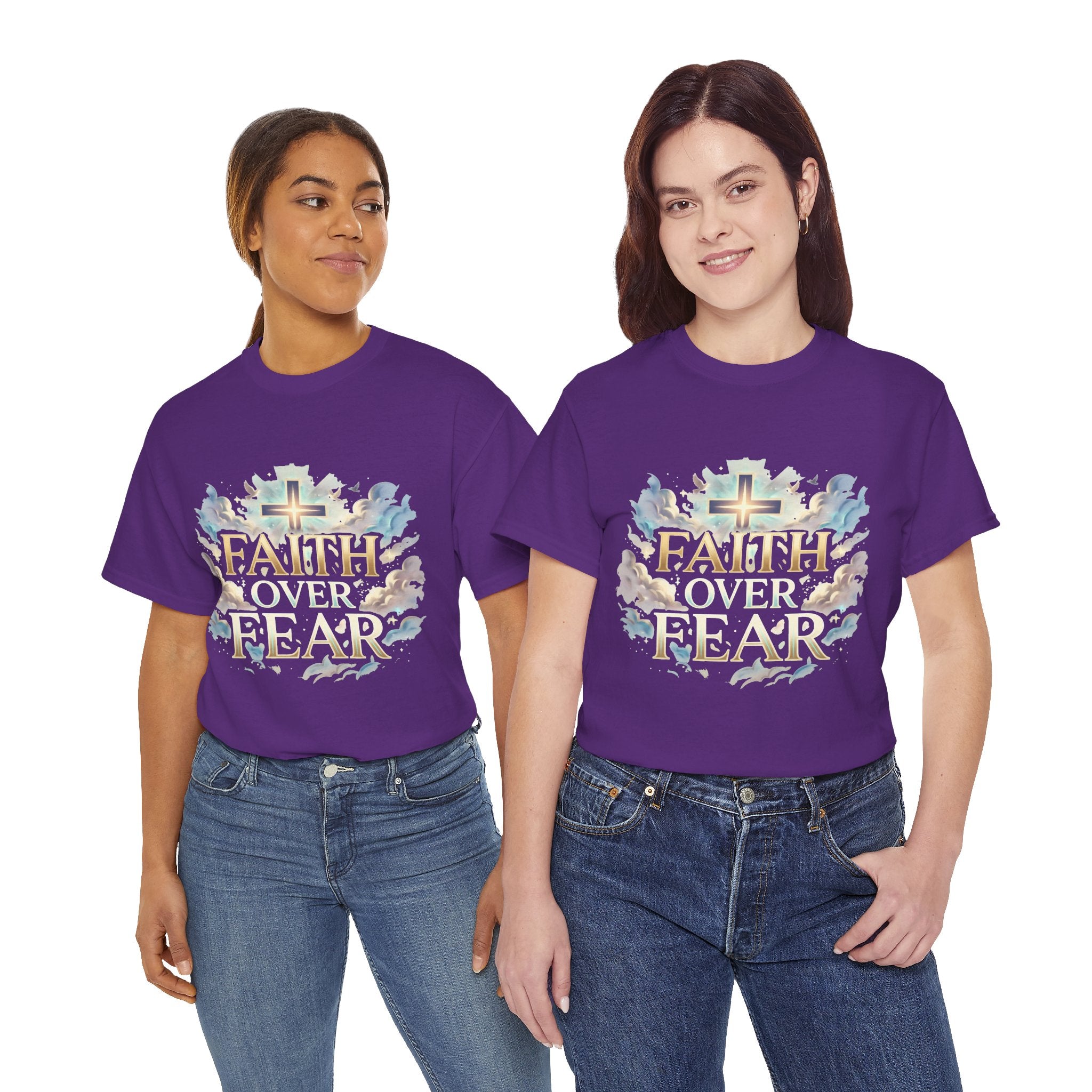 Faith Over Fear T-Shirt – „Glaube statt Angst“ Christian Cross Tee