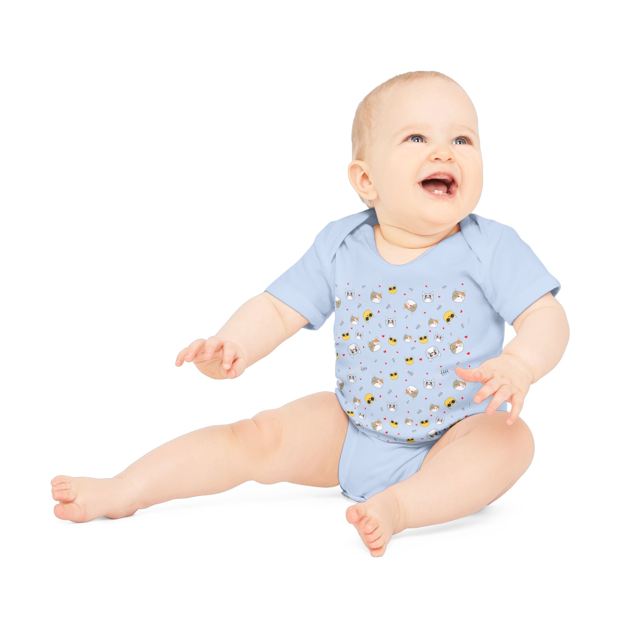 Bio-Babybody Kurzarm mit süßem Tiermuster – Ökologischer Baby-Overall