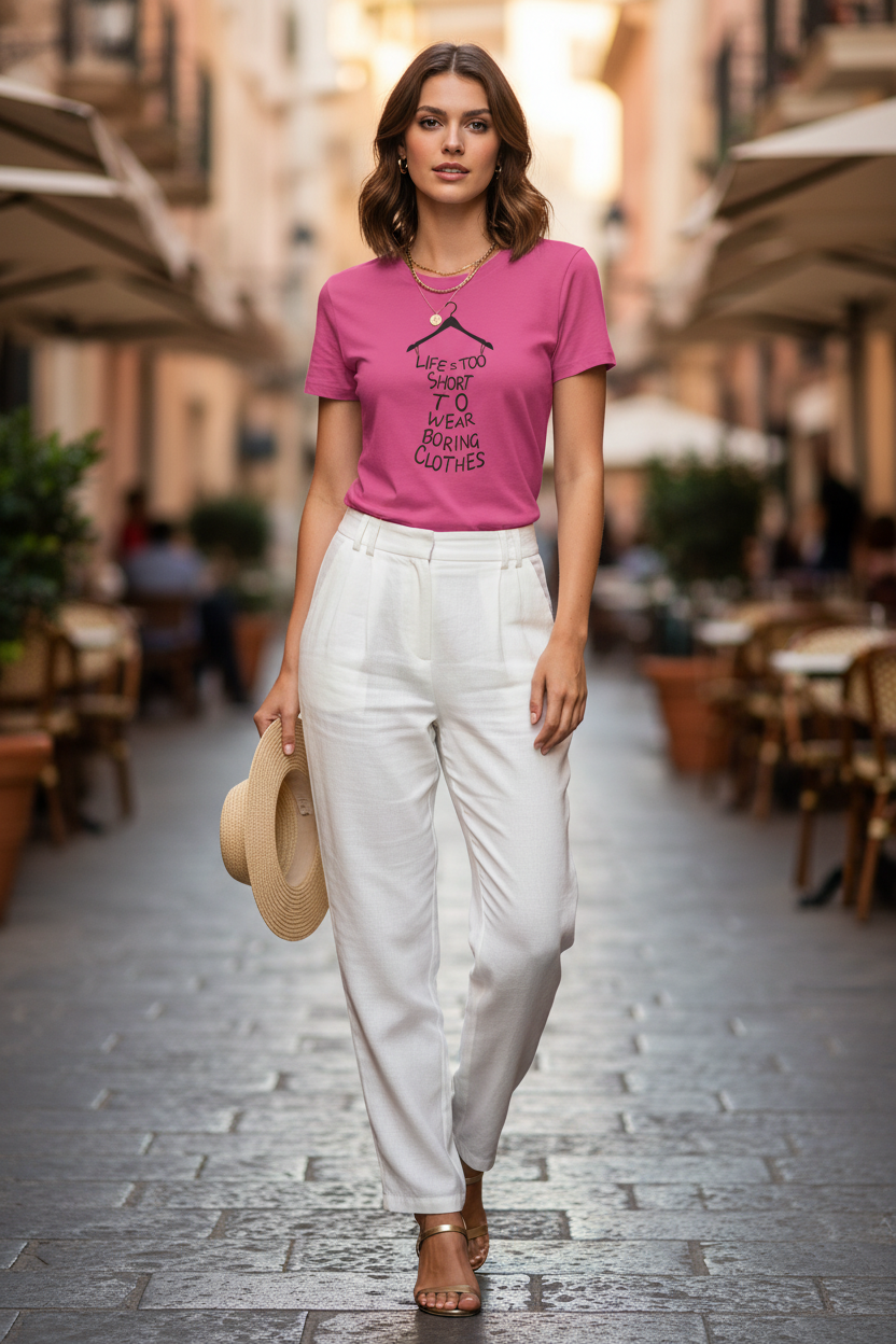 ESTID Damen Spruch T-Shirt | „Life Is Too Short... Detailansicht – T-Shirt – ESTID