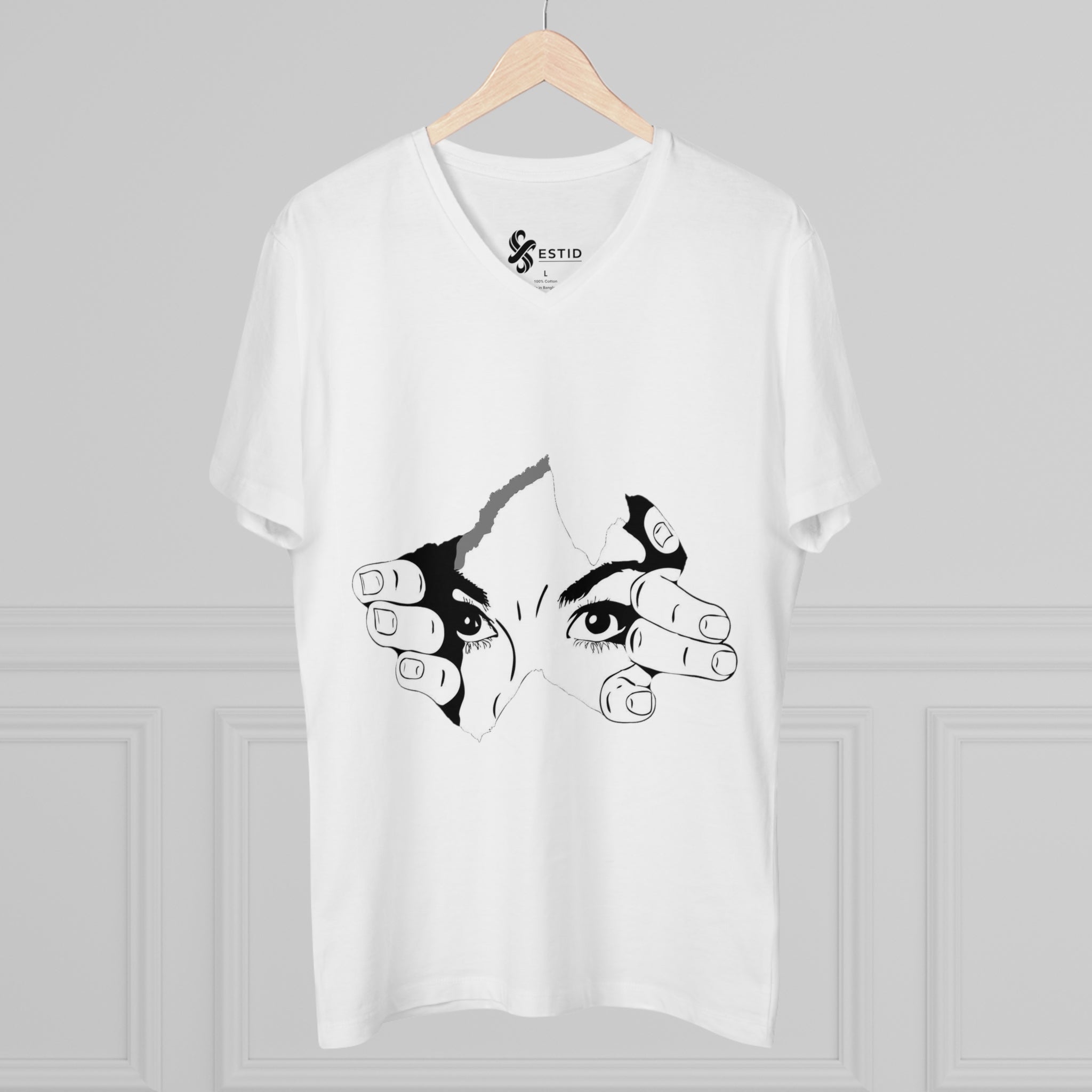 ESTID Herren V-Neck Shirt | Peeking Eyes Graphic Print Ansicht 5 – V-neck – ESTID