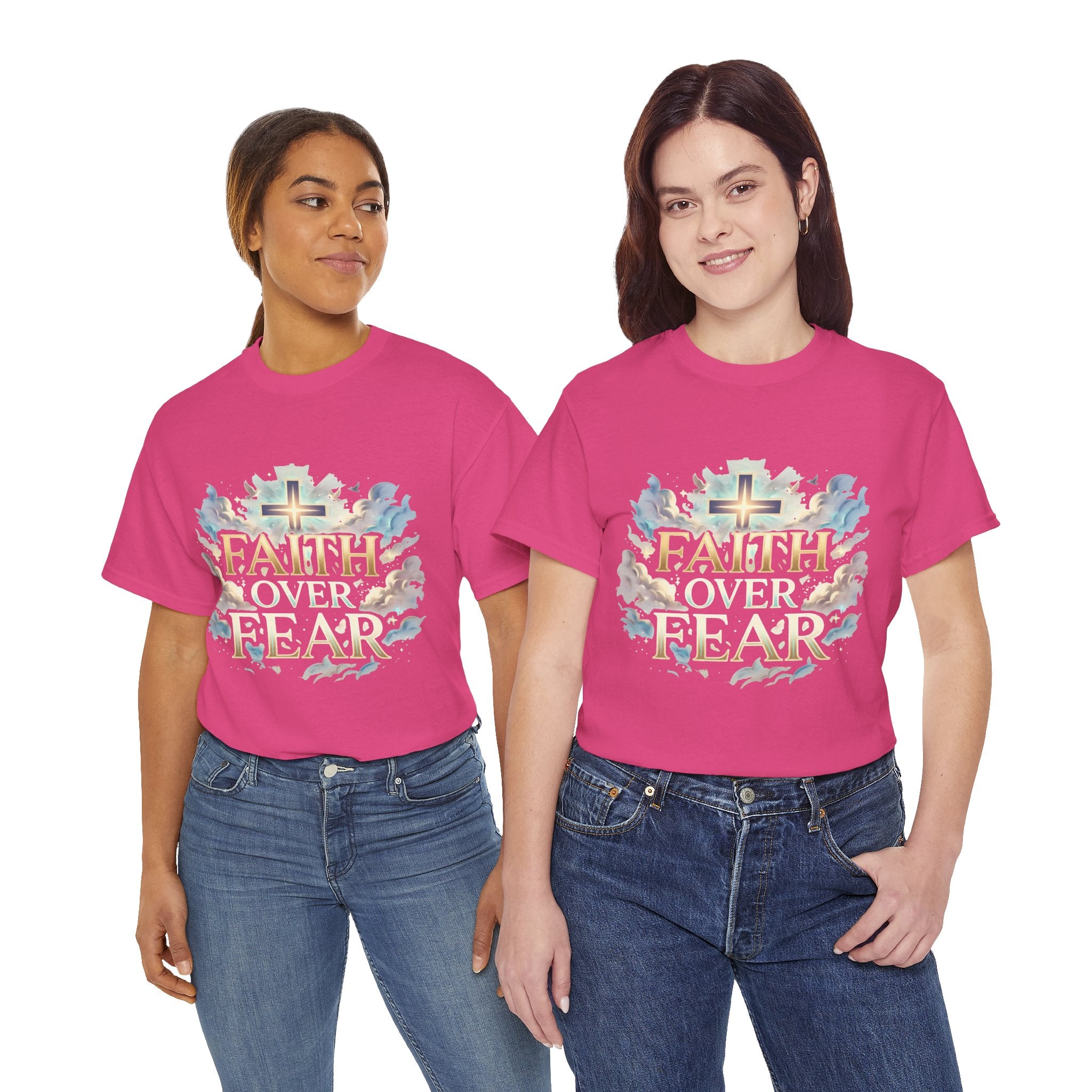 Faith Over Fear T-Shirt – „Glaube statt Angst“ Christian Cross Tee