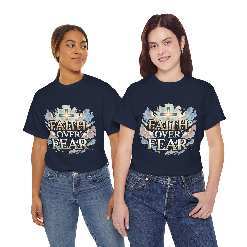 Faith Over Fear T-Shirt – „Glaube statt Angst“ Christian Cross Tee
