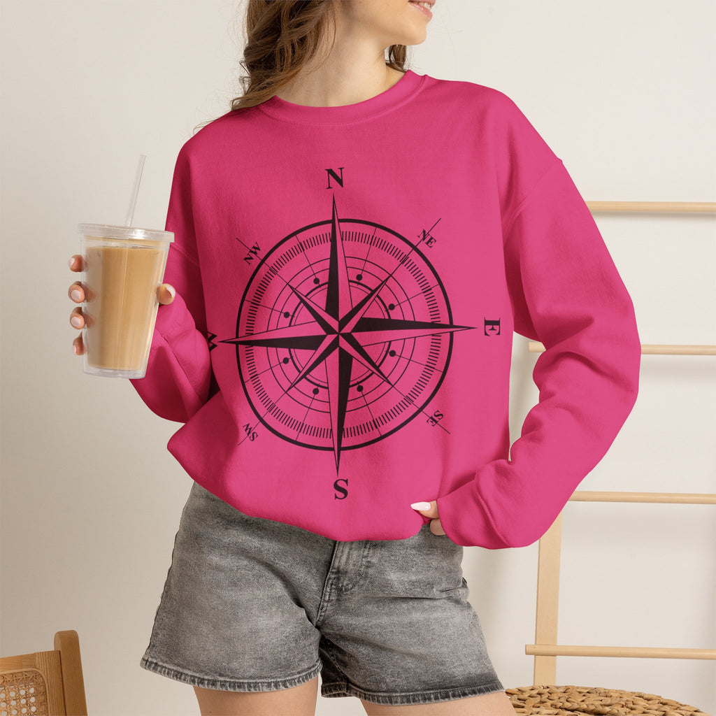 Kompass-Rose Sweatshirt – Nautik Crewneck für Reisende & Entdecker Ansicht 17 – Sweatshirt – ESTID