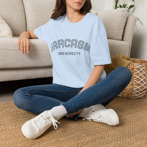 Sarcasm University T-Shirt — Funny Collegiate Graphic Tee – T-Shirt – ESTID