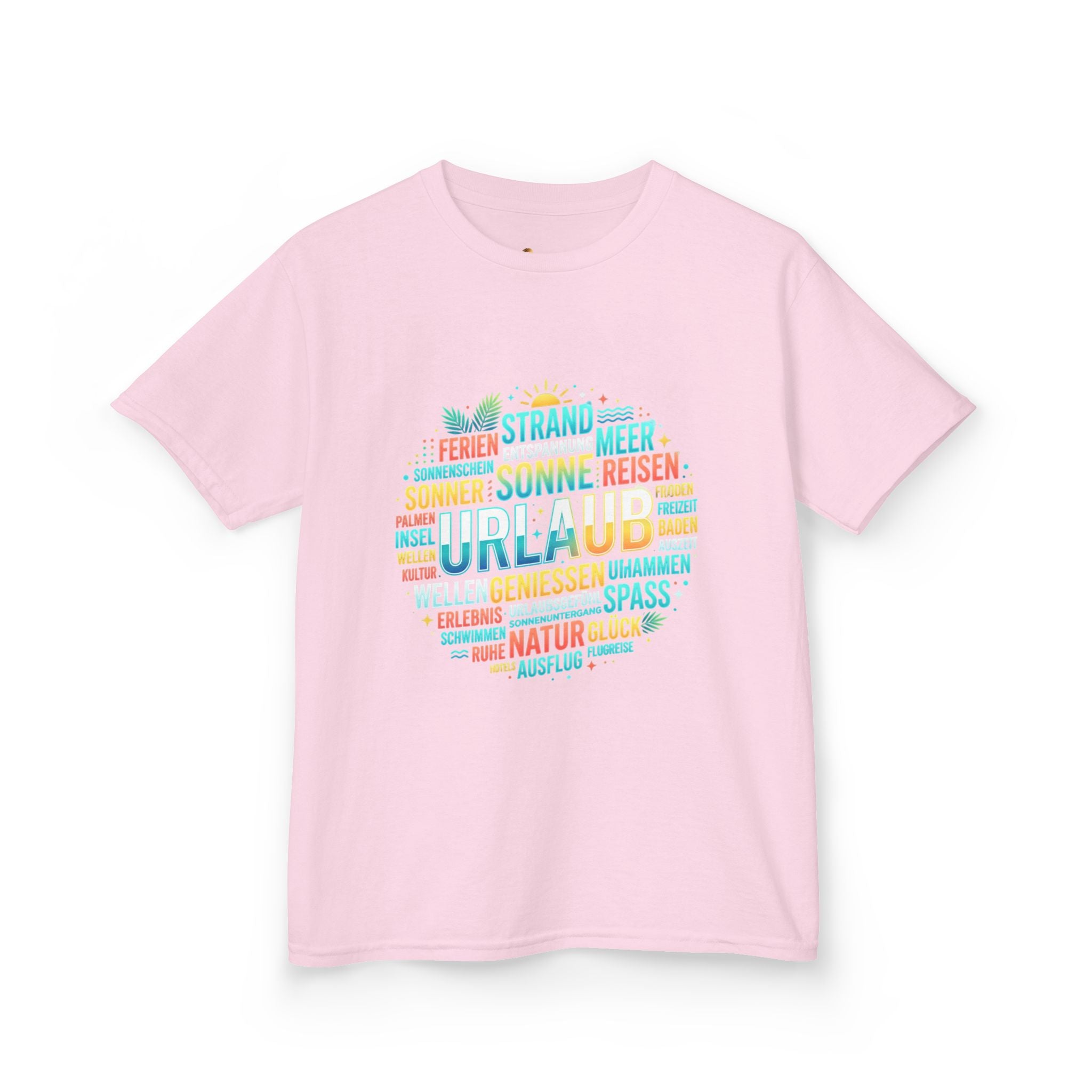 Kinder-T-Shirt "Urlaub" Wortwolke – Buntes Reise-Shirt für Kinder