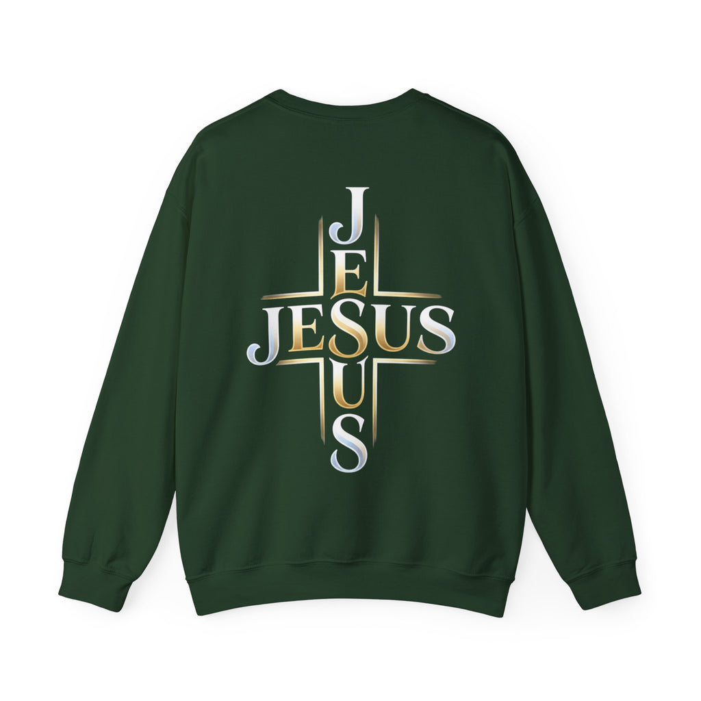 Faith Over Fear Crewneck Sweatshirt – Christliches Kreuz & Jesus Pullover