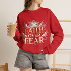 Faith Over Fear Crewneck Sweatshirt – Christliches Kreuz & Jesus Pullover