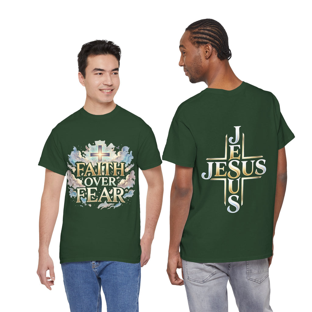Faith Over Fear T-Shirt – „Glaube statt Angst“ Christian Cross Tee