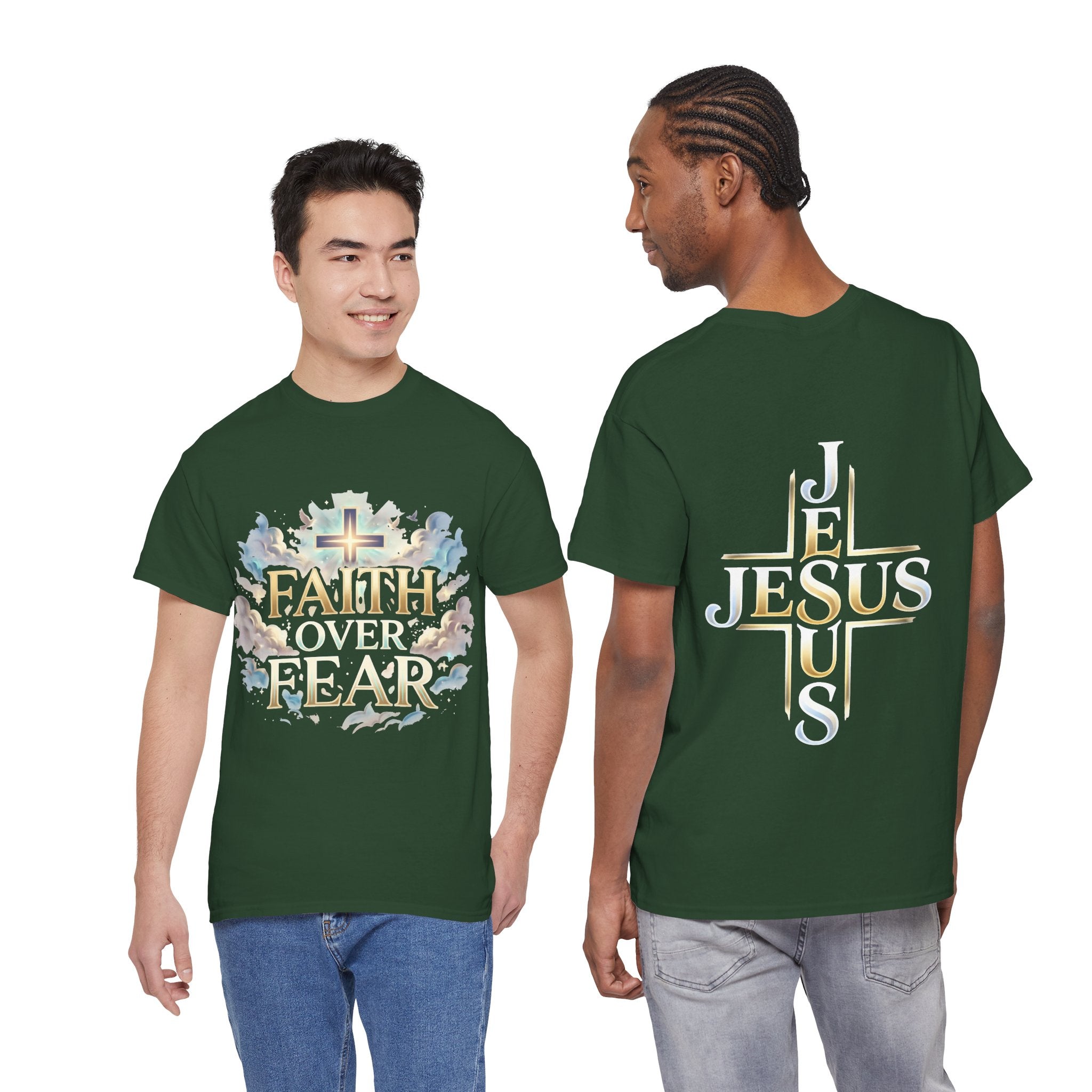 Faith Over Fear T-Shirt – „Glaube statt Angst“ Christian Cross Tee