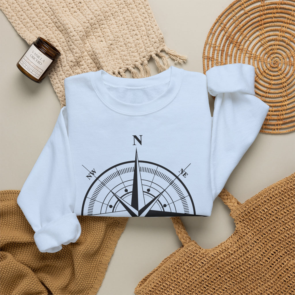 Kompass-Rose Sweatshirt – Nautik Crewneck für Reisende & Entdecker Ansicht 23 – Sweatshirt – ESTID