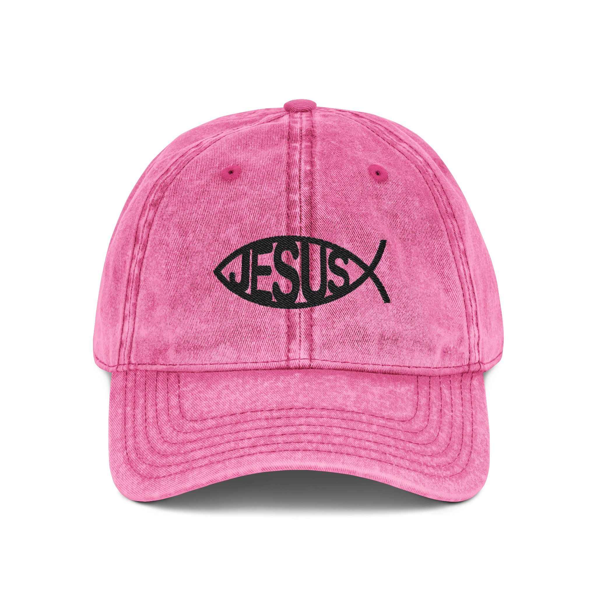 Christliche Vintage Twill Cap im Washed-Look ESTID Detailansicht – Hats – ESTID
