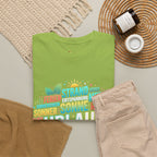 Strandurlaub T-Shirt – Retro Sonnenuntergang mit Palmen & ‚Urlaub‘ Wortwolke