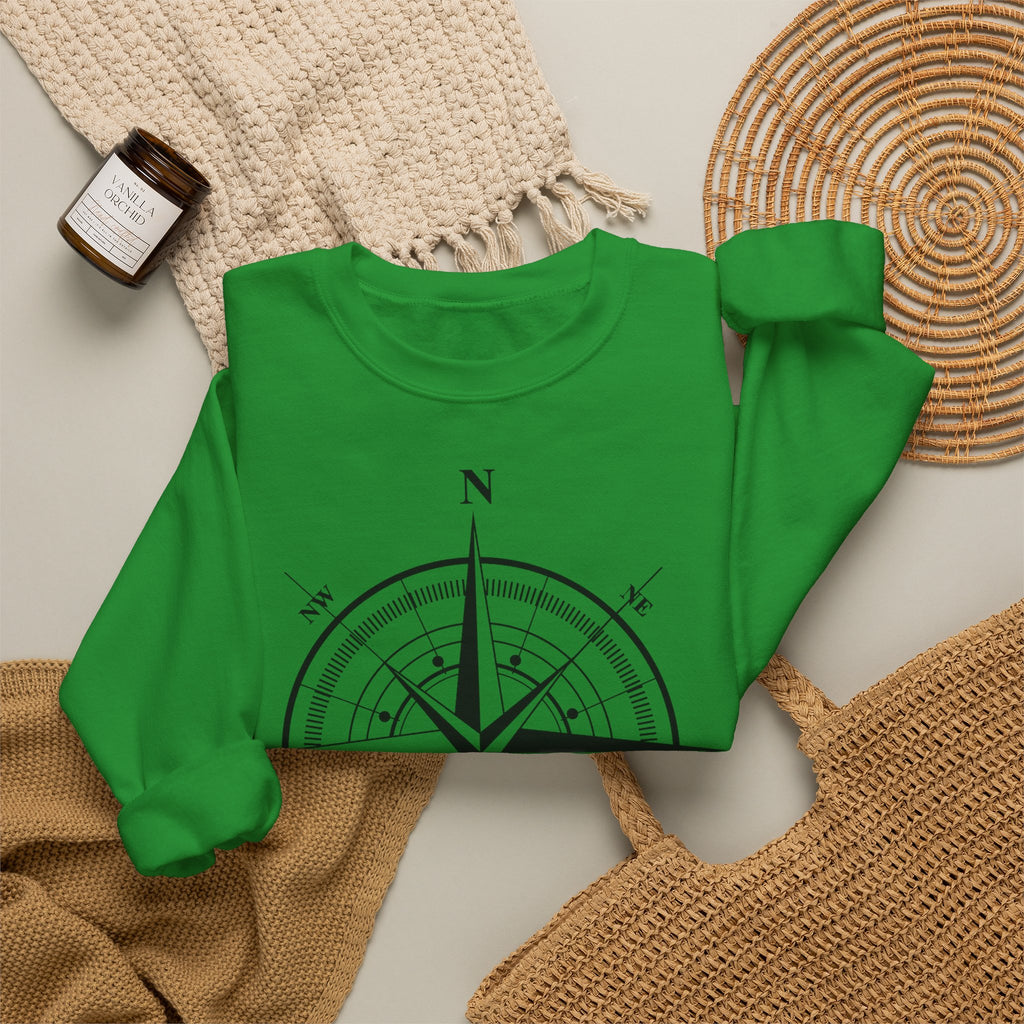 Kompass-Rose Sweatshirt – Nautik Crewneck für Reisende & Entdecker Ansicht 24 – Sweatshirt – ESTID