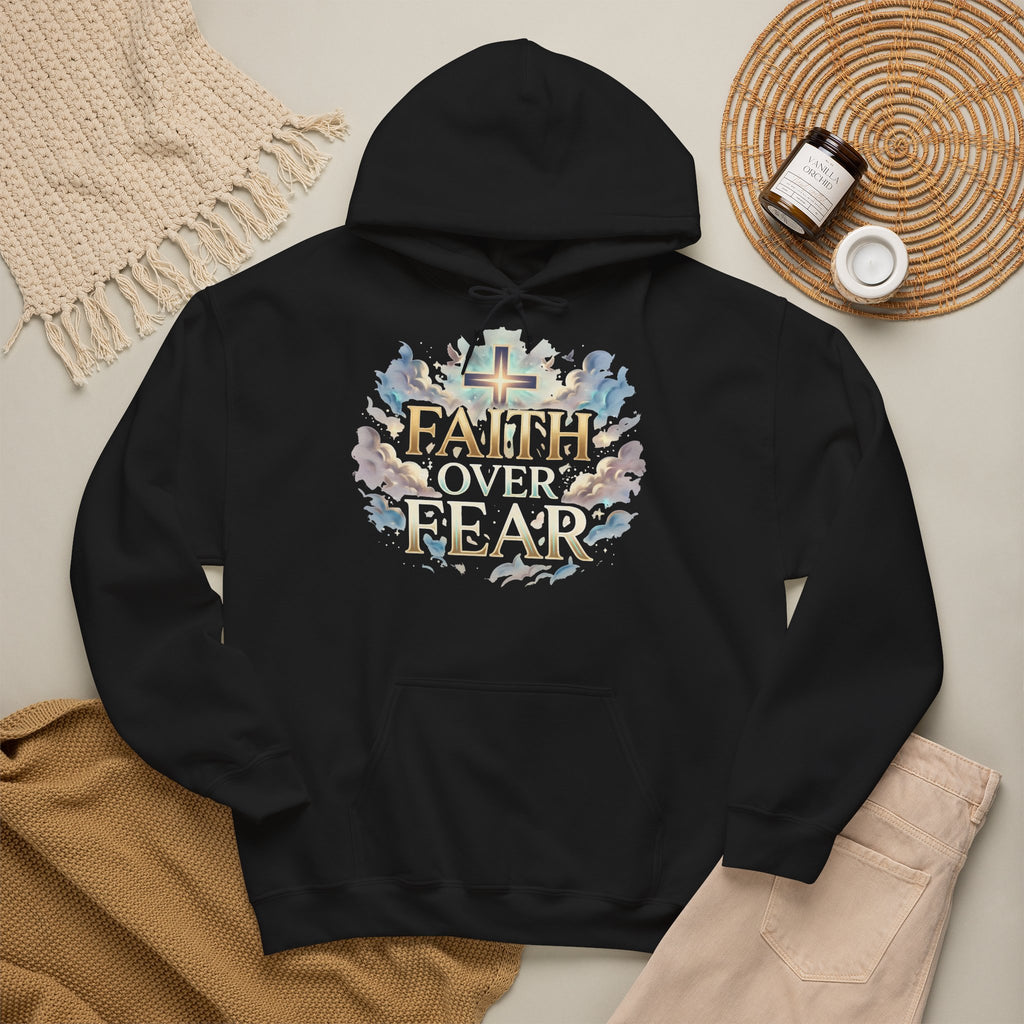 Faith Over Fear Hoodie – Jesus Kreuz Kapuzenpullover | Christliches Sweatshirt