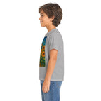 Kinder-T-Shirt – Sonnige Sonnenblumen-Roboter auf Einrad