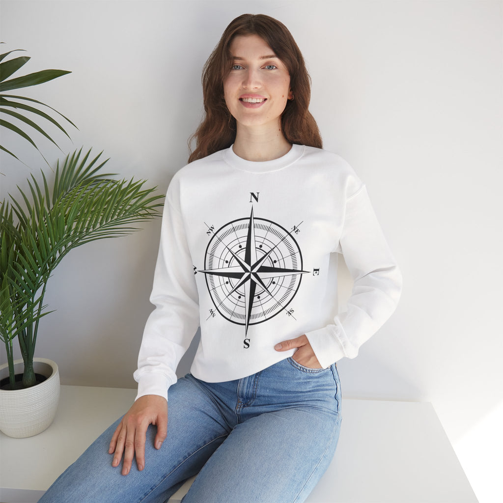 Kompass-Rose Sweatshirt – Nautik Crewneck für Reisende & Entdecker Ansicht 37 – Sweatshirt – ESTID