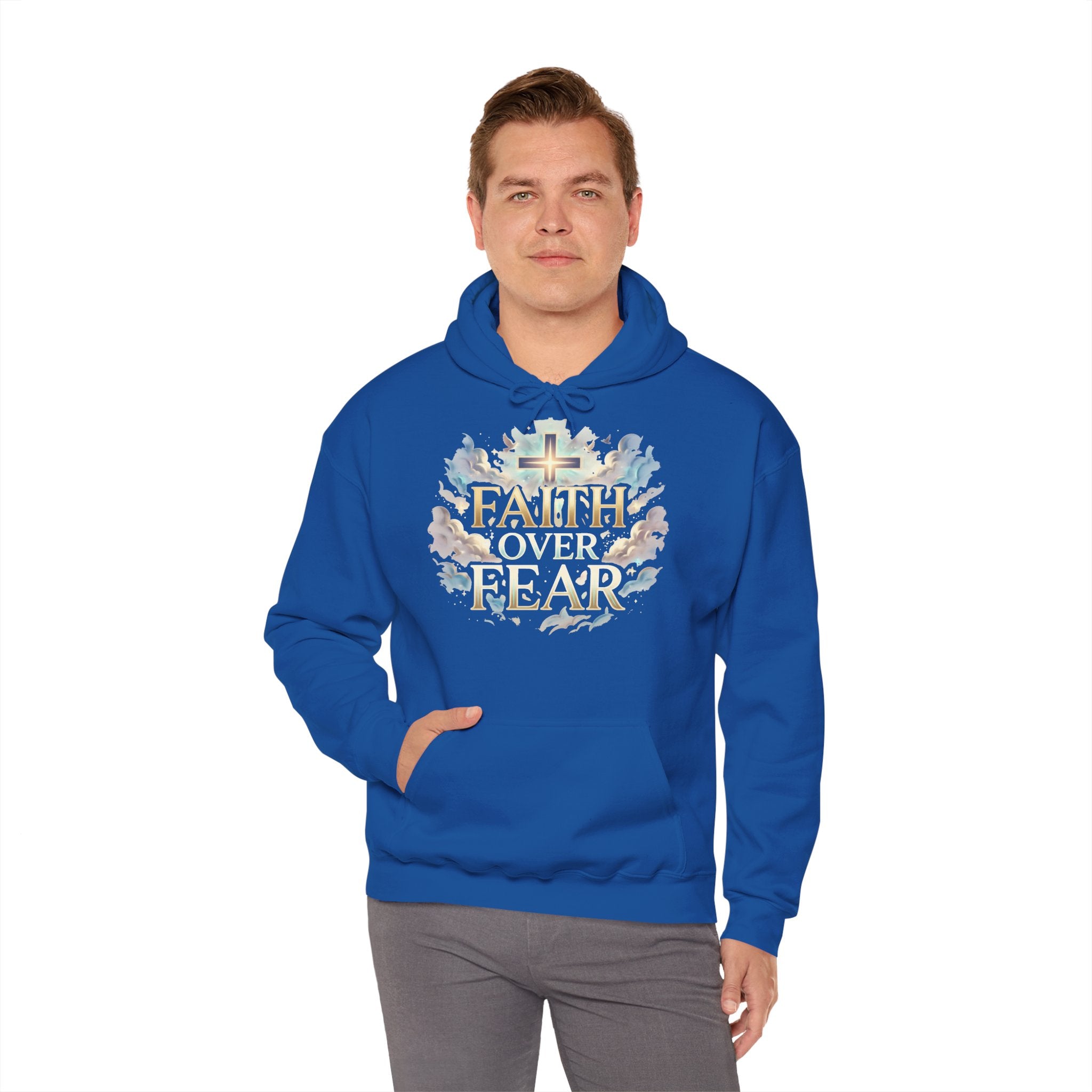 Faith Over Fear Hoodie – Jesus Kreuz Kapuzenpullover | Christliches Sweatshirt