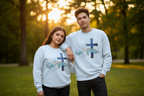 ESTID Unisex Crewneck Pullover | Blaues Kreuz & Wellen-Ornament Ansicht 6 – Sweatshirt – ESTID