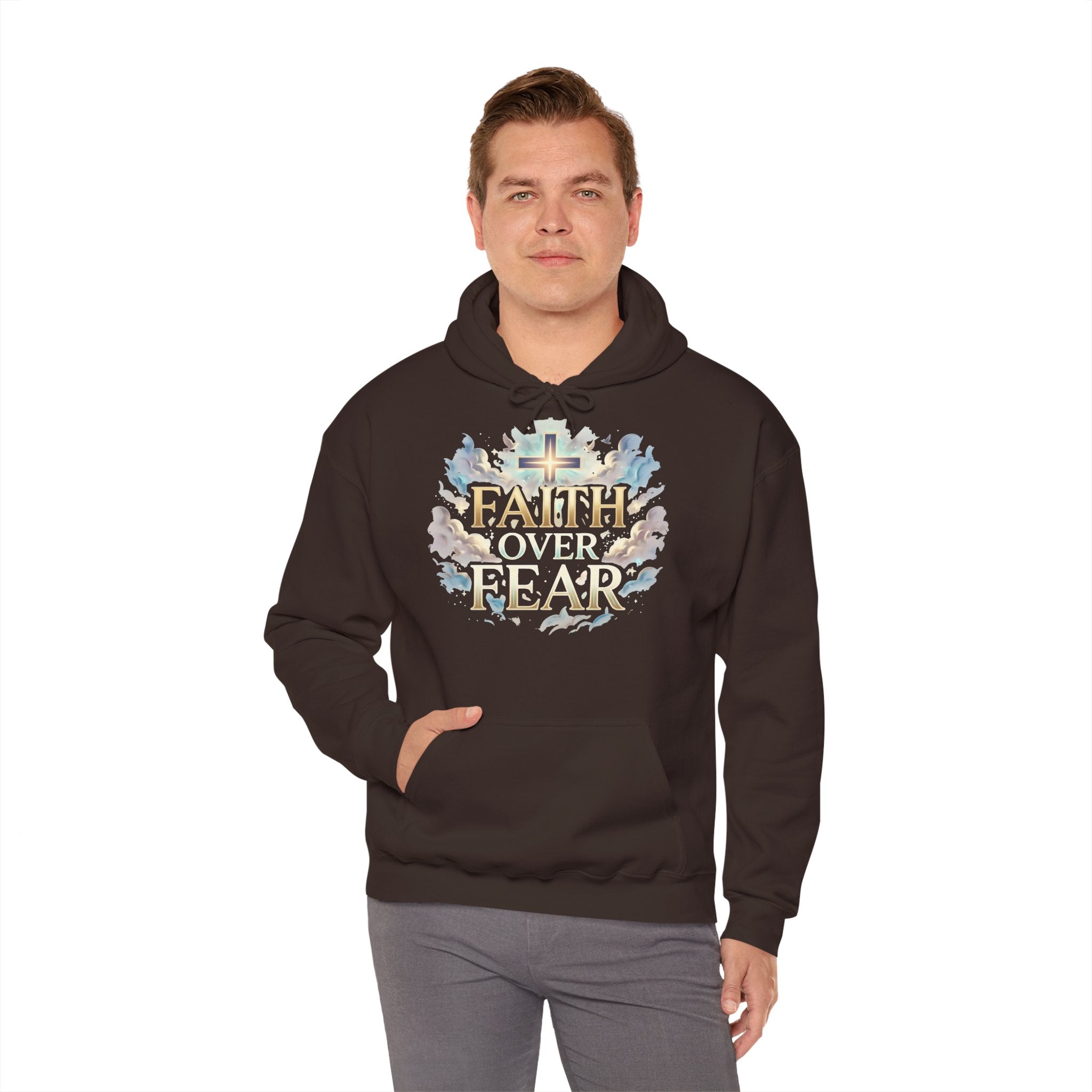 Faith Over Fear Hoodie – Jesus Kreuz Kapuzenpullover | Christliches Sweatshirt