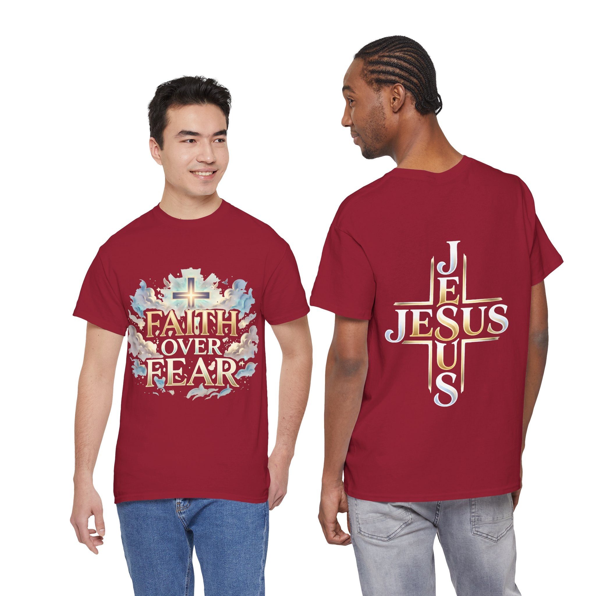 Faith Over Fear T-Shirt – „Glaube statt Angst“ Christian Cross Tee