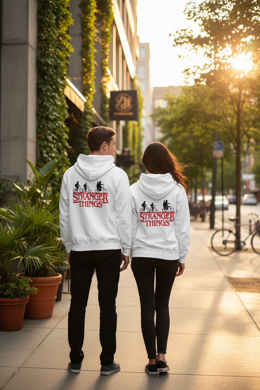 ESTID Unisex Kapuzenjacke | Stranger Things Retro Rückenprint Detailansicht – Hoodie – ESTID