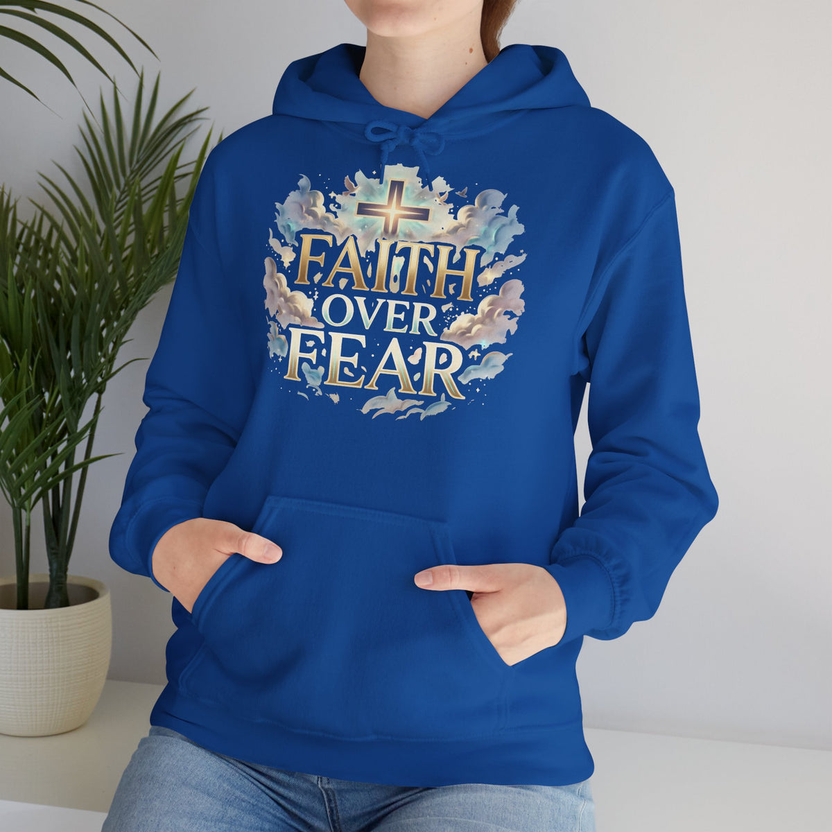 Faith Over Fear Hoodie – Jesus Kreuz Kapuzenpullover | Christliches Sweatshirt – Hoodie – ESTID