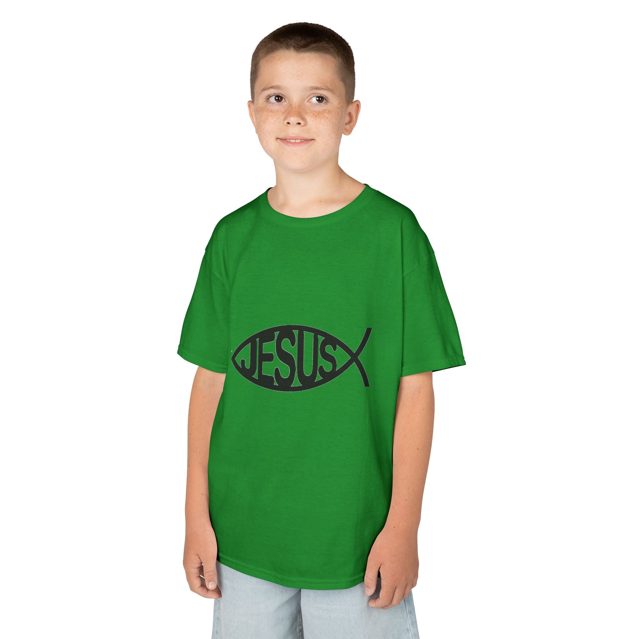 Kinder T-Shirt „JESUS“ Ichthys Fisch – Christliches Shirt für Kinder
