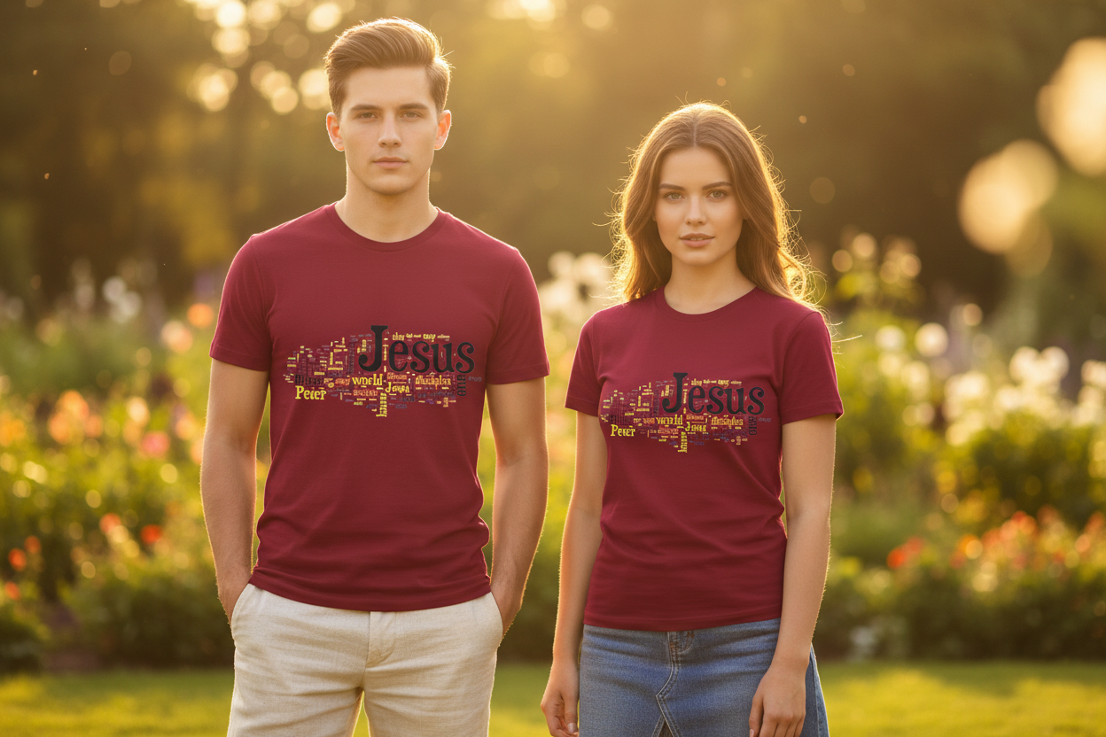 ESTID Unisex Shirt | Jesus Fisch Bibel Wortwolke Ansicht 13 – T-Shirt – ESTID