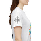 Strandurlaub T-Shirt – Retro Sonnenuntergang mit Palmen & ‚Urlaub‘ Wortwolke