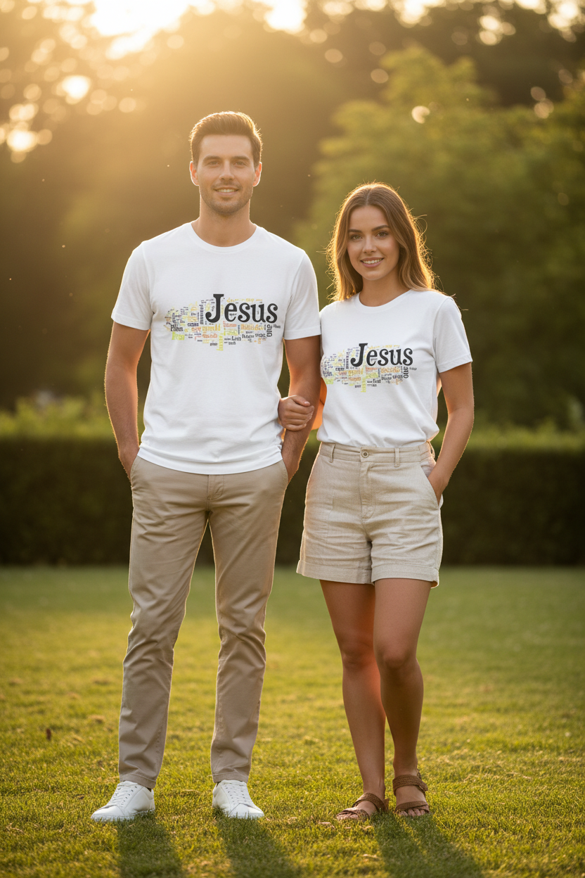 ESTID Unisex Shirt | Jesus Fisch Bibel Wortwolke – T-Shirt – ESTID