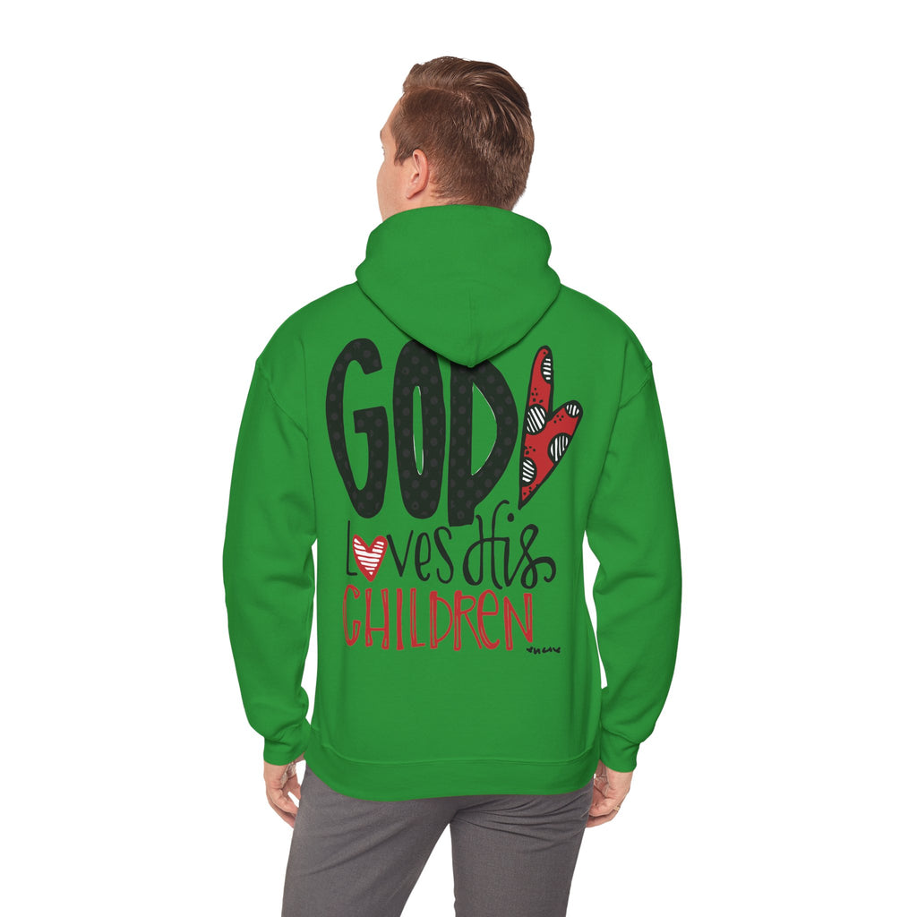 Gott liebt seine Kinder Kapuzenpullover – Cross Hoodie mit handschriftlicher Botschaft Ansicht 44 – Hoodie – ESTID
