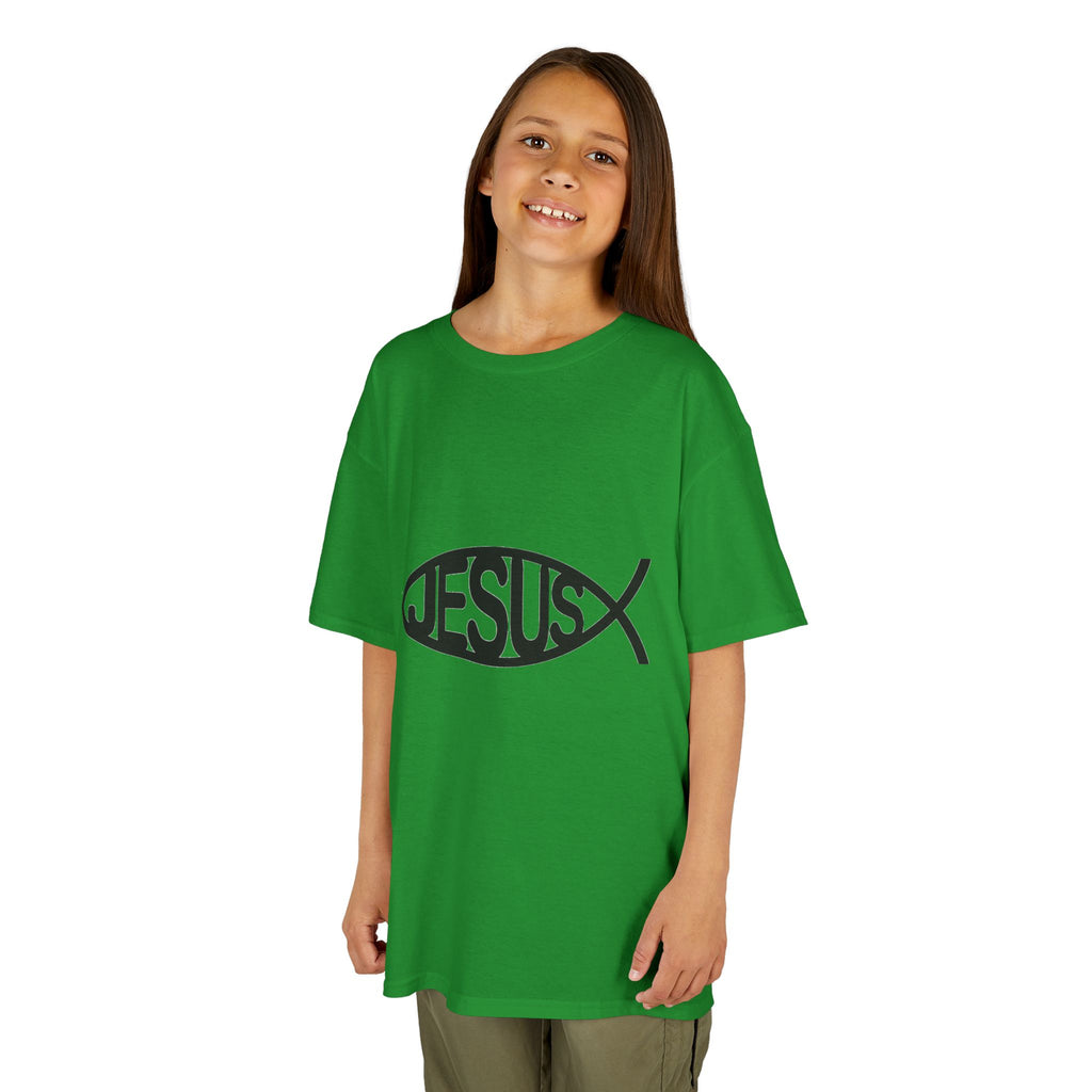 Kinder T-Shirt „JESUS“ Ichthys Fisch – Christliches Shirt für Kinder
