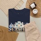 Faith Over Fear T-Shirt – Inspirierendes christliches Shirt mit Kreuz & Wolken