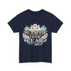 Faith Over Fear T-Shirt – Inspirierendes christliches Shirt mit Kreuz & Wolken