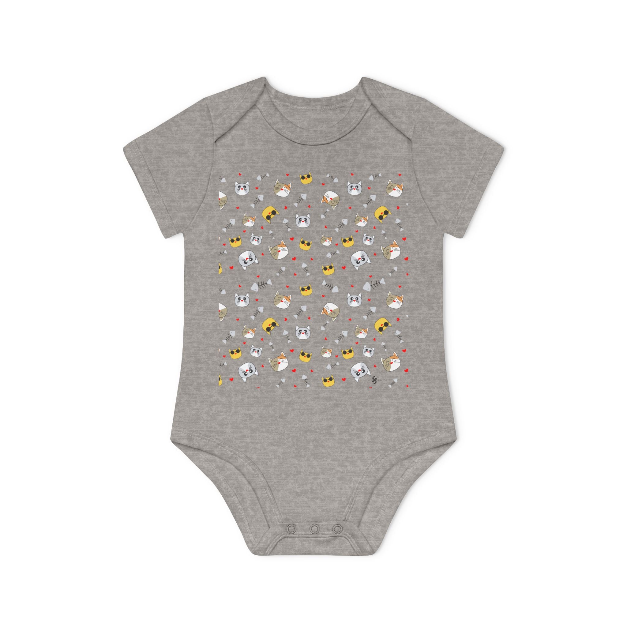Bio-Babybody Kurzarm mit süßem Tiermuster – Ökologischer Baby-Overall