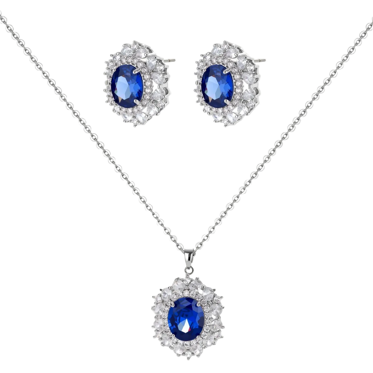 Royal Saphir Halo Set Ansicht 6 – Jewelry Sets – ESTID