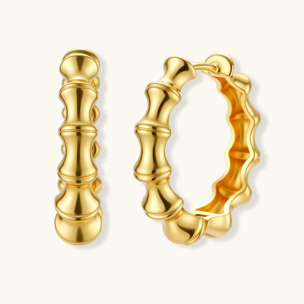 Bambus-Segment-Creolen Detailansicht – Earrings – ESTID