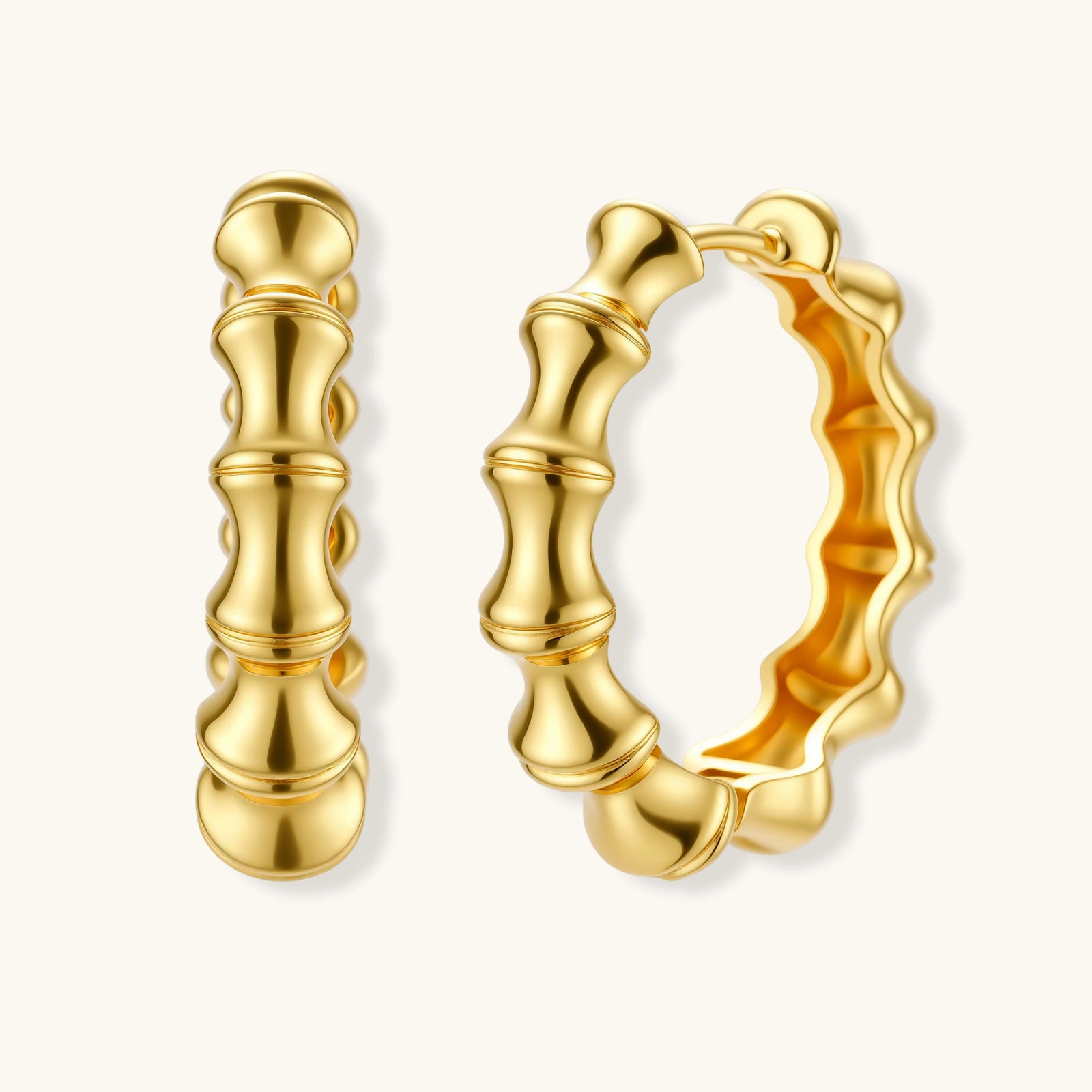 Bambus-Segment-Creolen Detailansicht – Earrings – ESTID